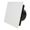 Whisper Pro-Design badkamerventilator - Ø125mm - met nalooptimer - vlak glas - mat wit - zwarte ventilatorthumbnail Whisper Pro-Design badkamerventilator - Ø125mm - met nalooptimer - vlak glas - mat wit - zwarte ventilatorthumbnail