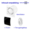 Pro-Design badkamer/toilet ventilator - MET TIMER (KW100T) - Ø100mm - gebogen GLAS - glans zwartthumbnail