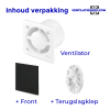 Pro-Design badkamer/toilet ventilator - STANDAARD (KW100) - Ø100mm - vlak GLAS - mat zwartthumbnail