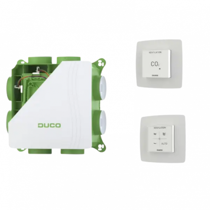 DucoBox Silent 2.0 All-In-One CO2 BD - 400 m3/h - Randaarde - ingebouwde vochtsensor + afstandsbediening RF + CO2 ruimtesensor