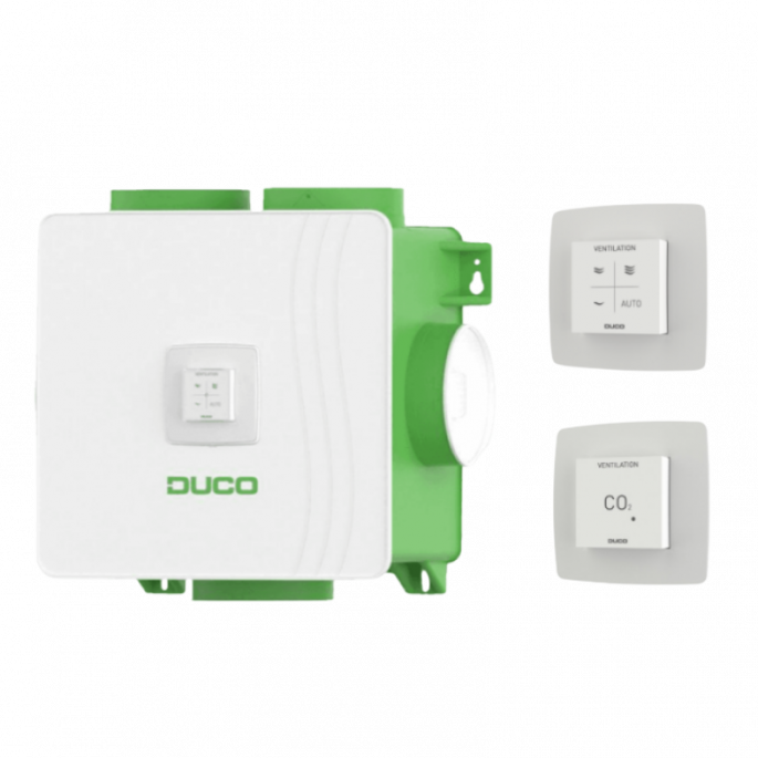DucoBox Reno All-In-One - Randaarde + RF bediening, 1x CO2 sensor & 1x CO2 sensor zonder bediening 230V DucoBox Reno All-In-One - Randaarde + RF bediening, 1x CO2 sensor & 1x CO2 sensor zonder bediening 230V