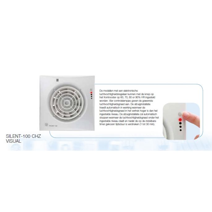 S&P badkamerventilator | SILENT100CHZVISUAL | diameter 100 mm | met timer en vochtsensor