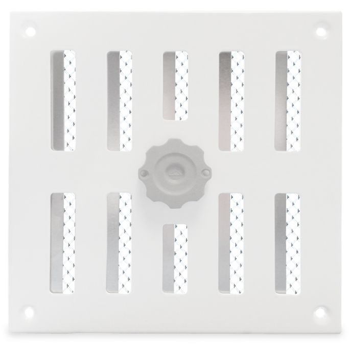 Aluminium afsluitbaar schuifrooster opbouw 155 x 155mm - WIT Aluminium afsluitbaar schuifrooster opbouw 155 x 155mm - WIT