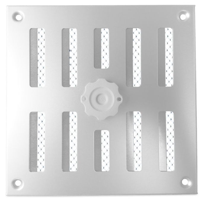 Afsluitbaar schuifrooster opbouw 195 x 195mm - RVS Afsluitbaar schuifrooster opbouw 195 x 195mm - RVS