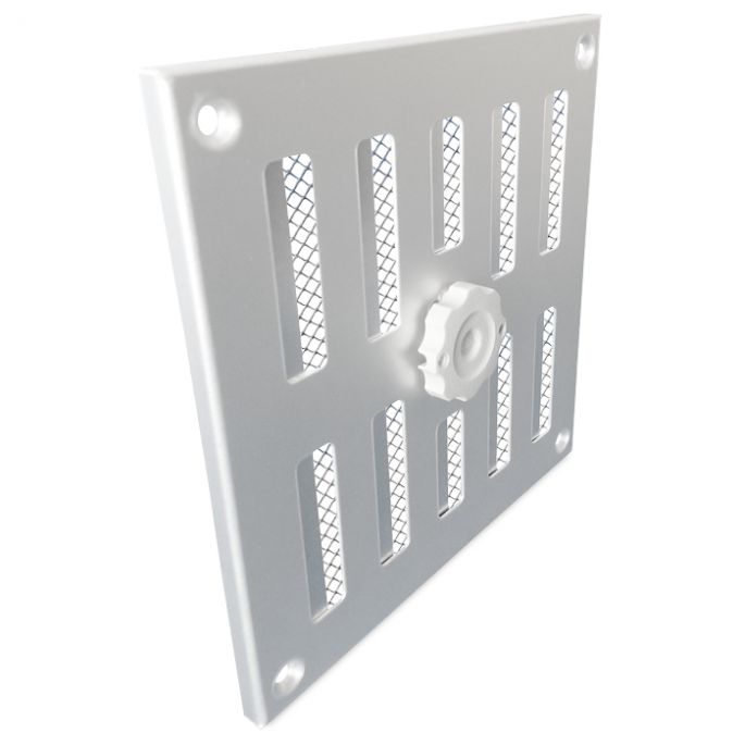 Afsluitbaar schuifrooster opbouw 195 x 195mm - RVS Afsluitbaar schuifrooster opbouw 195 x 195mm - RVS