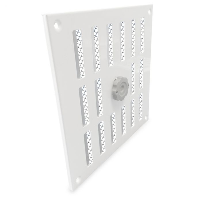 Aluminium afsluitbaar schuifrooster opbouw 195 x 195mm - WIT