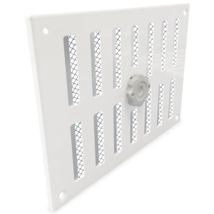 Aluminium afsluitbaar schuifrooster opbouw 215 x 150mm - WIT Aluminium afsluitbaar schuifrooster opbouw 215 x 150mm - WIT