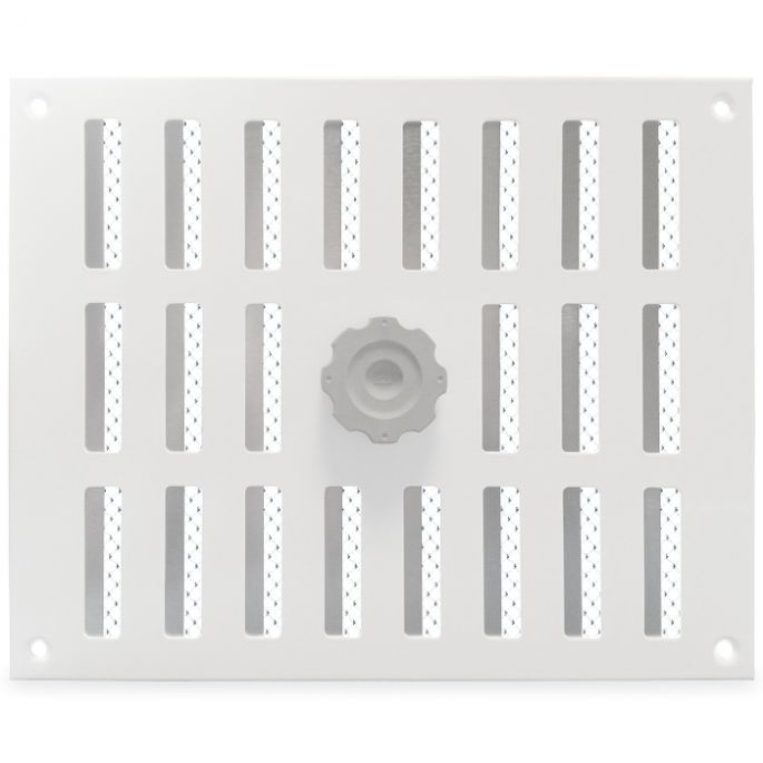 Aluminium afsluitbaar schuifrooster opbouw 245 x 195mm - WIT Aluminium afsluitbaar schuifrooster opbouw 245 x 195mm - WIT