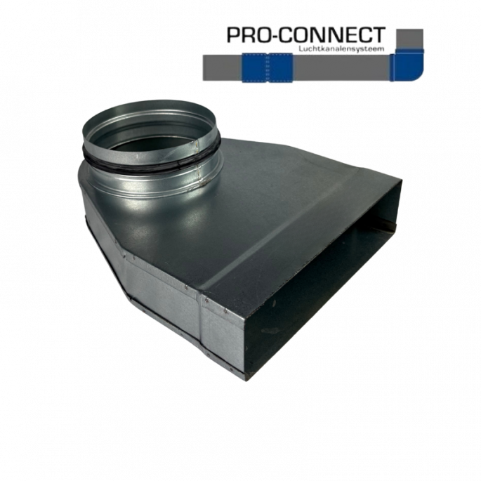 Rechthoekige lepelhoek 90° | 220 x 55 mm | aansluiting diameter 125 mm