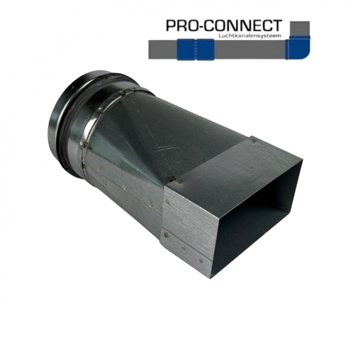 Verloopstuk symmetrisch | 110 x 55 mm naar rond diameter 100 mm