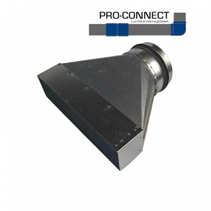 Verloopstuk symmetrisch | 220 x 55 mm naar rond diameter 100 mm