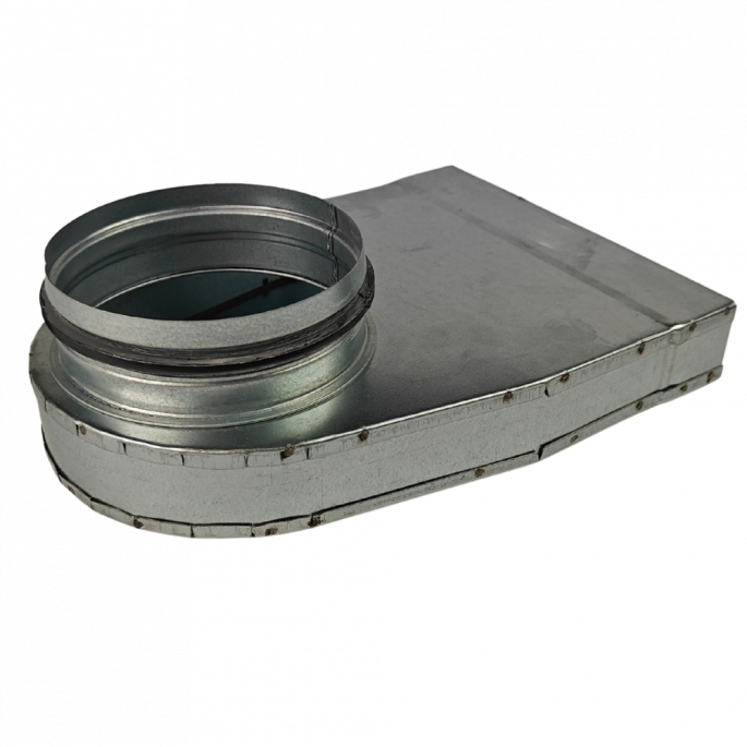 Rechthoekige (instort) lepelhoek 200mm x 40mm met aansluiting Ø 125mm