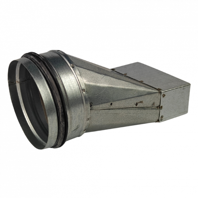 Verloopstuk Asymmetrisch van 100mm x 40mm naar rond Ø 100mm