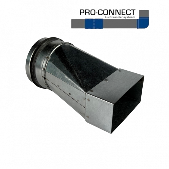 Verloopstuk asymmetrisch | 110 x 55 mm naar rond diameter 100 mm