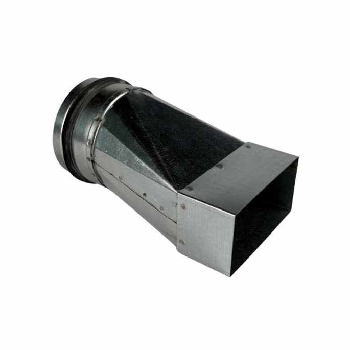 Verloopstuk asymmetrisch | 110 x 55 mm naar rond diameter 100 mm