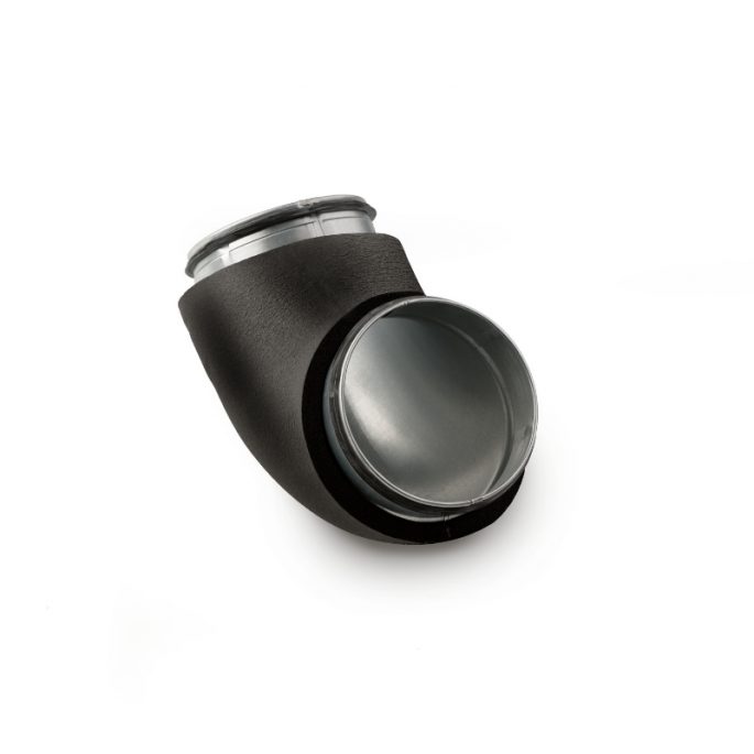 Geïsoleerde Bocht 90º - Ø 125mm - geperst - SAFE