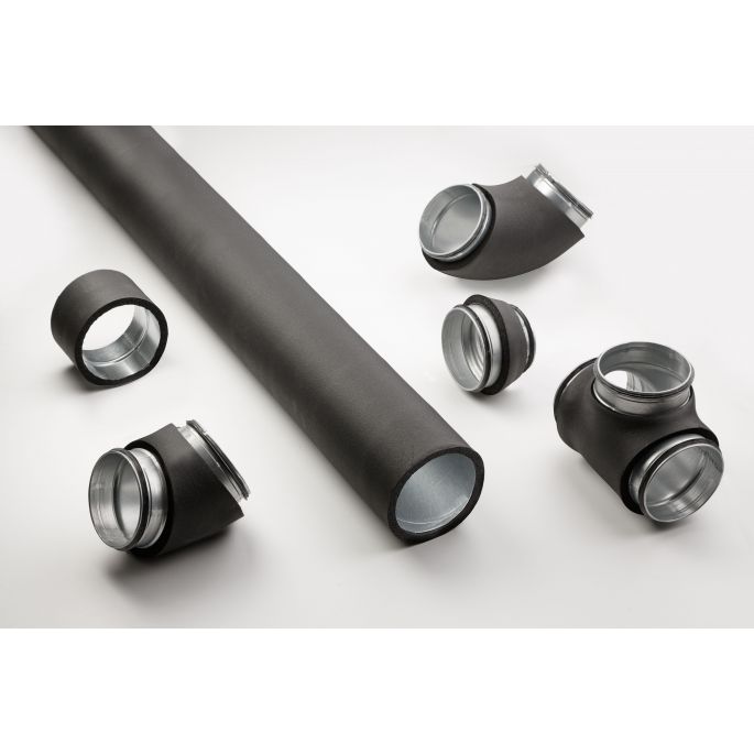 Geïsoleerde spirobuis - Ø 160mm - staal - 200cm - 13mm isolatie Geïsoleerde spirobuis - Ø 160mm - staal - 200cm - 13mm isolatie