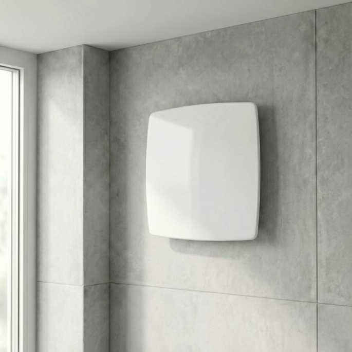 Whisper pro-design badkamerventilator - Ø100mm - met nalooptimer en vochtsensor - bold line - kunststof - wit