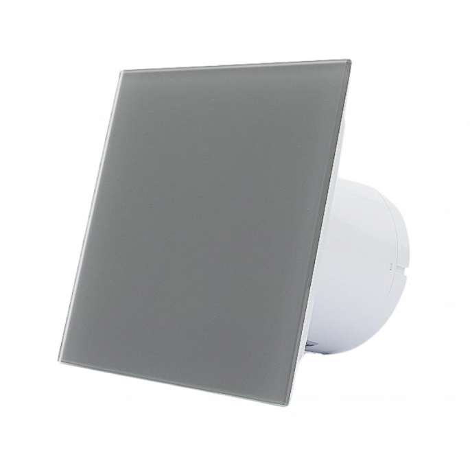 Whisper Pro-Design badkamerventilator - Ø100mm - aan/uit - vlak glas - mat grijs Whisper Pro-Design badkamerventilator - Ø100mm - aan/uit - vlak glas - mat grijs