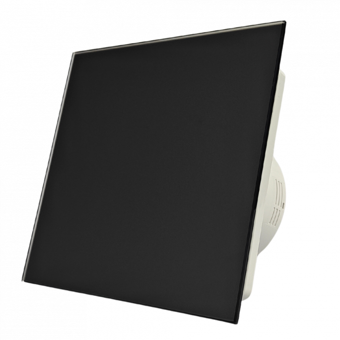 Whisper Pro-Design badkamerventilator - Ø100mm - aan/uit - vlak glas - mat zwart
