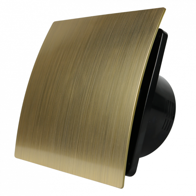 Whisper Pro-Design badkamerventilator - Ø100mm - aan/uit - gebogen kunststof - goud - Zwarte ventilator