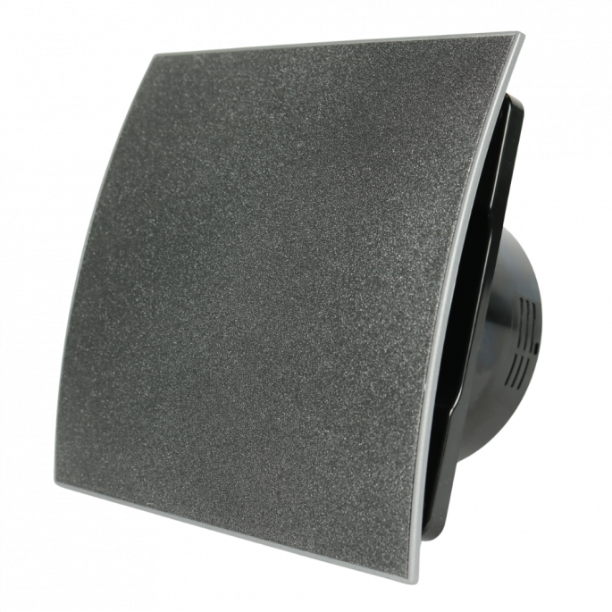 Whisper Pro-Design badkamerventilator - Ø100mm - aan/uit - gebogen kunststof - grafiet deluxe - zwarte ventilator