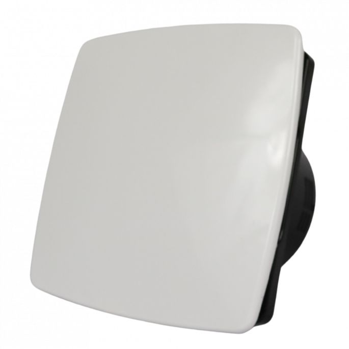  Whisper Pro-Design badkamerventilator - Ø100mm - met nalooptimer - WIT *Bold-Line* - zwarte ventilator
