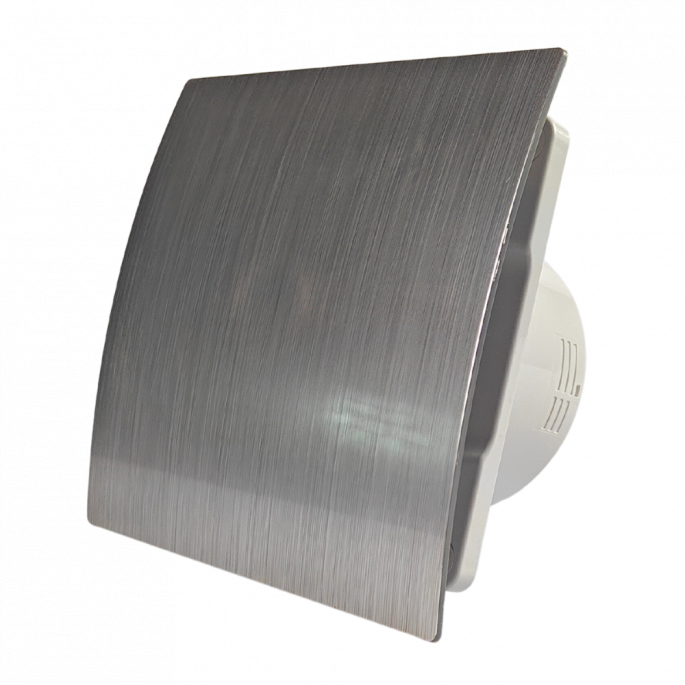 Whisper Pro-Design badkamerventilator - Ø100mm - met nalooptimer - gebogen kunststof - zilver