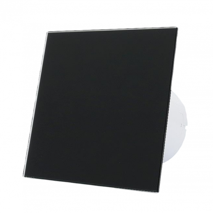 Whisper Pro-Design badkamerventilator - Ø125mm - aan/uit - vlak glas - mat zwart