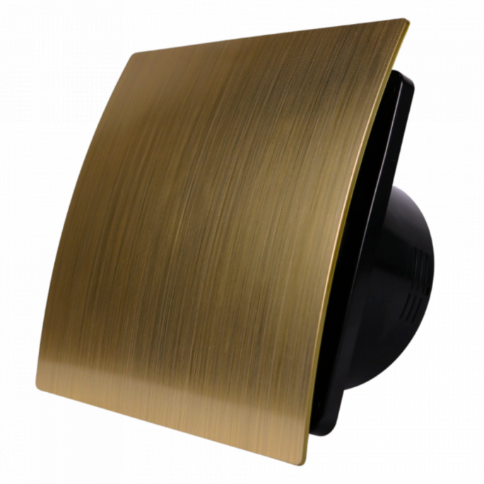 Whisper Pro-Design badkamerventilator - Ø125mm - met nalooptimer - kunststof - goud - zwarte ventilator