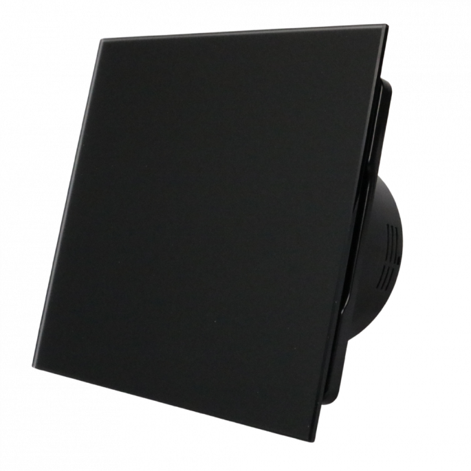  Whisper Pro-Design badkamerventilator - Ø125mm - met nalooptimer - vlak glas - mat zwart - zwarte ventilator