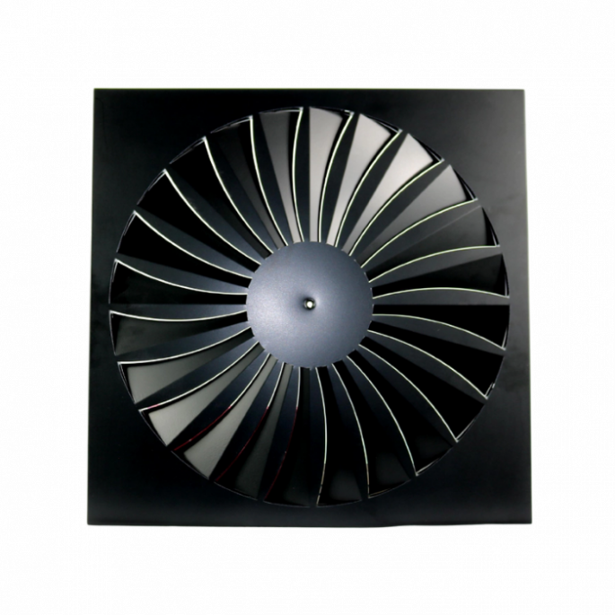 Whisper wervelrooster voor inleg systeemplafond - 595 x 595mm - Ø530mm - luchtafvoer en toevoer - sta Whisper wervelrooster voor inleg systeemplafond - 595 x 595mm - Ø530mm - luchtafvoer en toevoer - sta