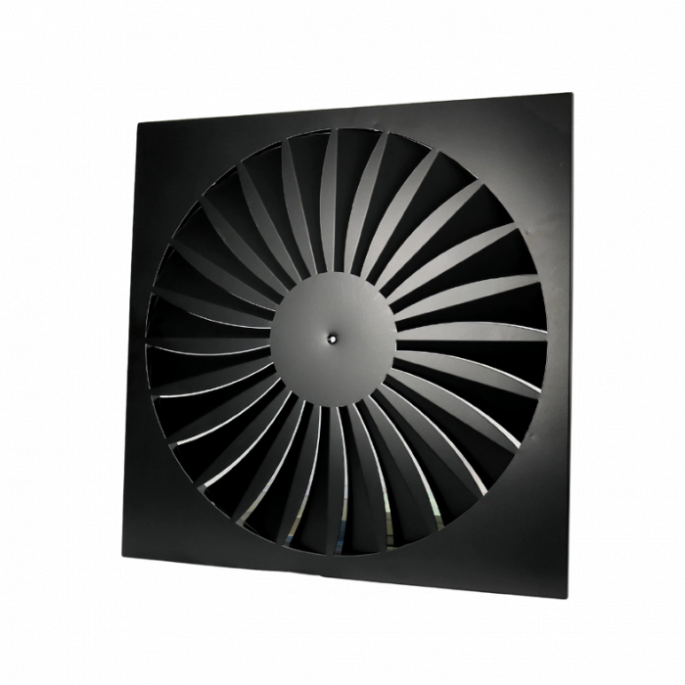 Whisper wervelrooster voor inleg systeemplafond - 595 x 595mm - Ø530mm - luchtafvoer en toevoer - sta Whisper wervelrooster voor inleg systeemplafond - 595 x 595mm - Ø530mm - luchtafvoer en toevoer - sta