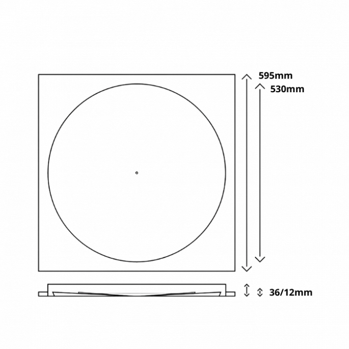 Whisper wervelrooster voor inleg systeemplafond - 595 x 595mm - Ø530mm - luchtafvoer en toevoer - sta Whisper wervelrooster voor inleg systeemplafond - 595 x 595mm - Ø530mm - luchtafvoer en toevoer - sta