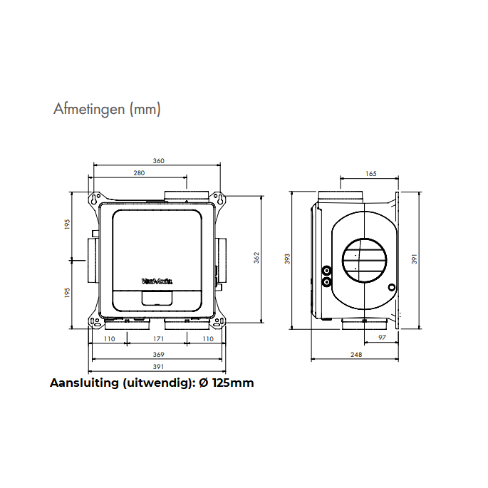 Vent-Axia Multihome woonhuisventilator - Basic BPD - 300 m3/h - Perilex + SSU-B RF bediening Vent-Axia Multihome woonhuisventilator - Basic BPD - 300 m3/h - Perilex + SSU-B RF bediening