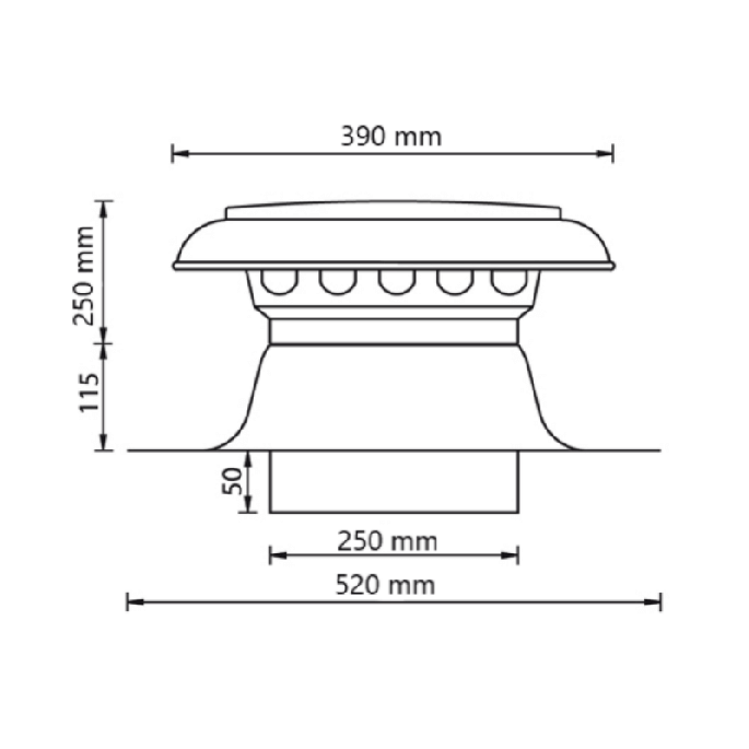 Platdak ontluchting dubbelwandig met aluminium kap Ø 250mm Platdak ontluchting dubbelwandig met aluminium kap Ø 250mm