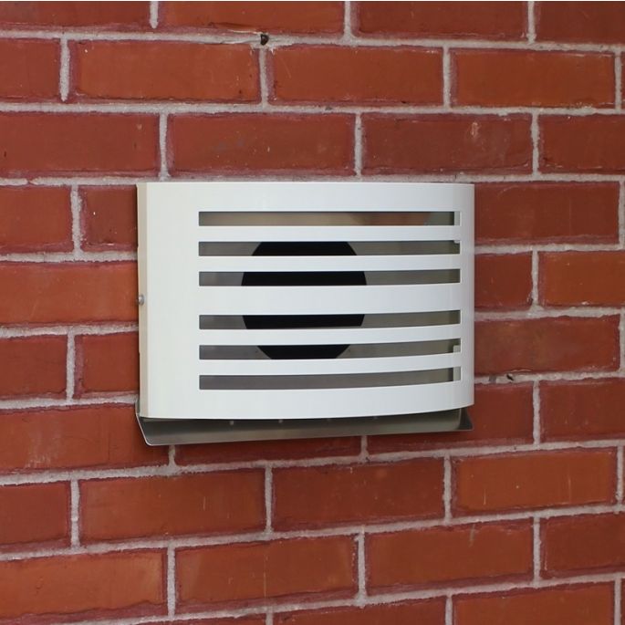 Design gevelkap PREMIUM LINE -ALFA- Ø 150mm met grofmazig gaas - WIT RAL9010