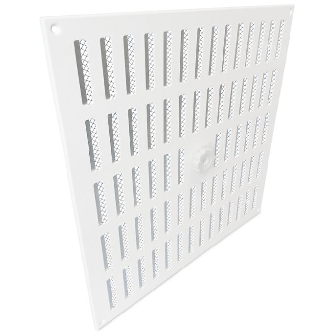 Aluminium afsluitbaar schuifrooster opbouw 350 x 350mm - WIT