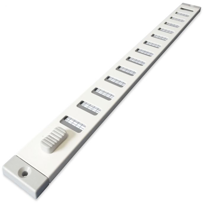 Aluminium afsluitbaar schuifrooster opbouw 370 x 30mm - WIT Aluminium afsluitbaar schuifrooster opbouw 370 x 30mm - WIT