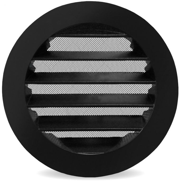 Rond buitenluchtrooster Ø 80mm aluminium met fijnmazig gaas - ZWART Rond buitenluchtrooster Ø 80mm aluminium met fijnmazig gaas - ZWART