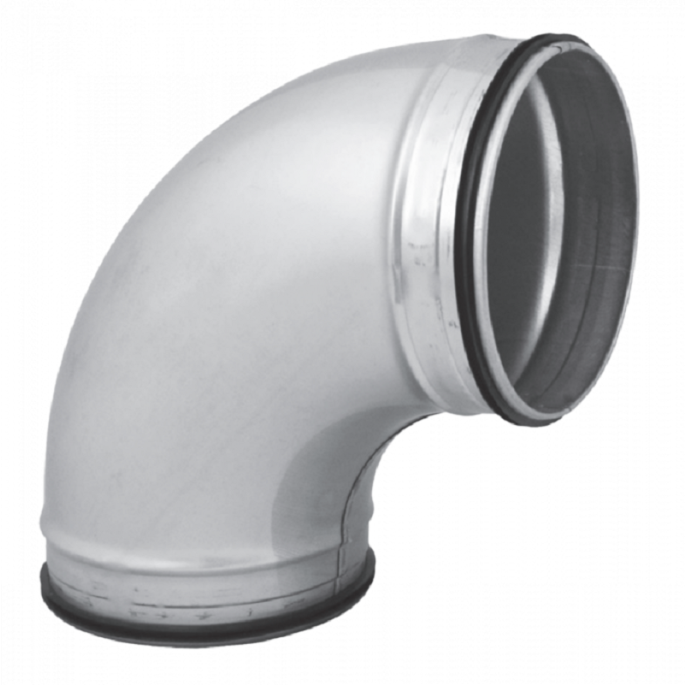 Bocht 90º met afdichtingsrubber - geperst - Ø 180mm Bocht 90º met afdichtingsrubber - geperst - Ø 180mm