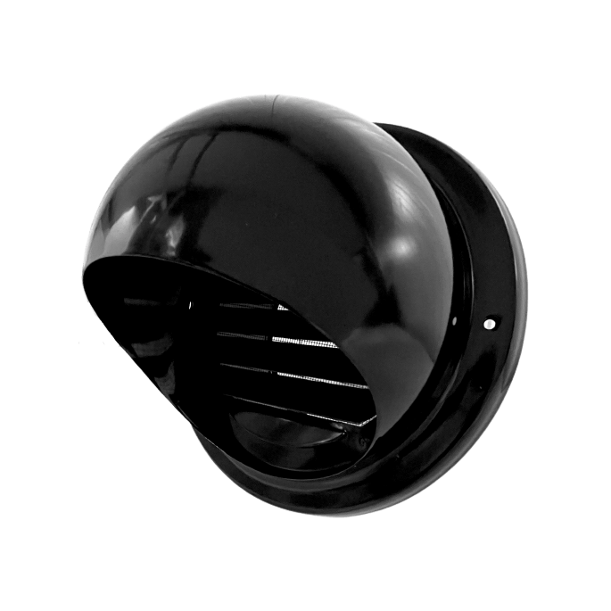 Bolrooster RVS Ø 125mm met schoepen en muggengaas - ZWART Bolrooster RVS Ø 125mm met schoepen en muggengaas - ZWART