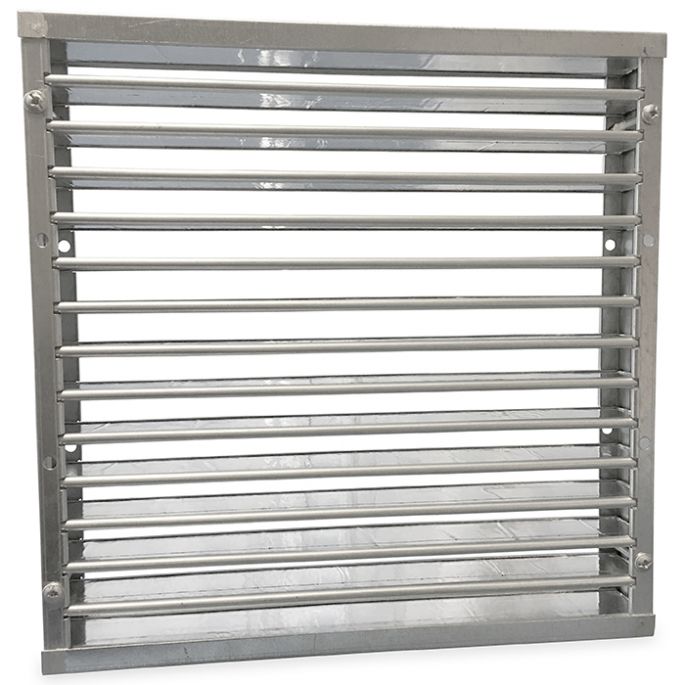 Brandwerend vierkant lamellenrooster 300 x 300mm - High Performance (vloer/buitenmuur toepassing) Brandwerend vierkant lamellenrooster 300 x 300mm - High Performance (vloer/buitenmuur toepassing)