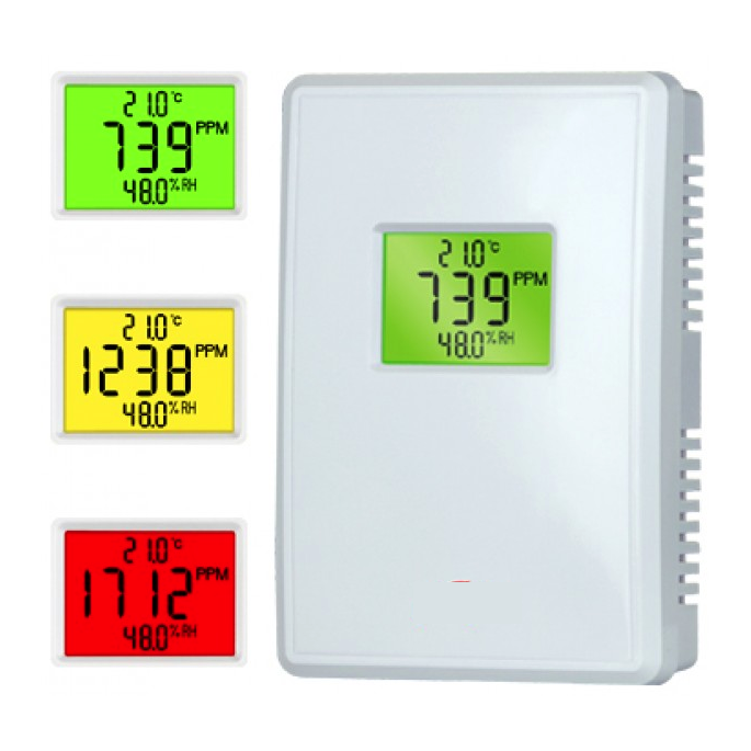 CO2 meter met ventilator aansturing op CO2 waarde aan/uit - 230V - incl. temperatuurmeter