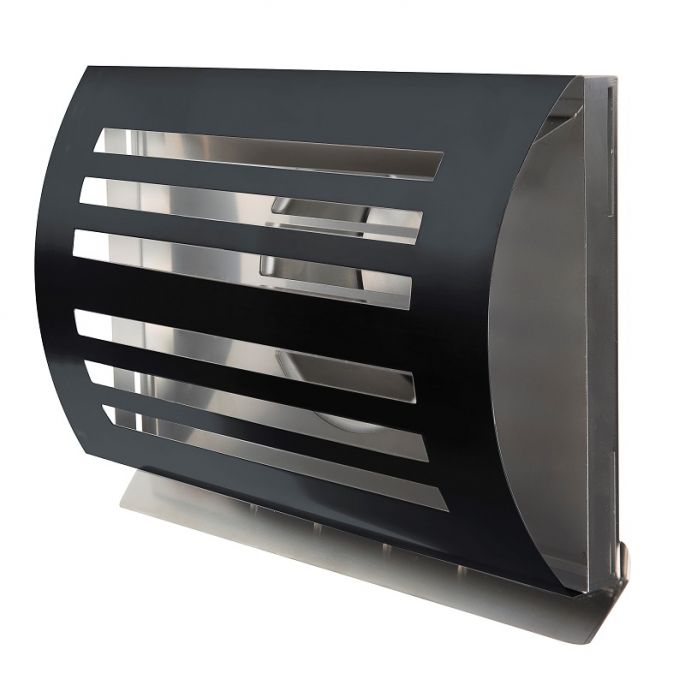 Design gevelkap PREMIUM LINE -DELTA- Ø 125mm met grofmazig gaas - ZWART RAL7021