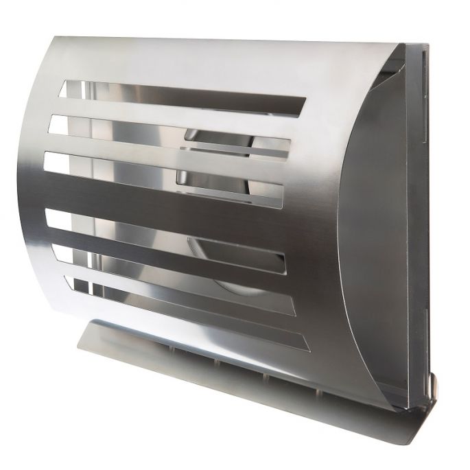 Design gevelkap PREMIUM LINE -DELTA- Ø 125mm met grofmazig gaas - RVS