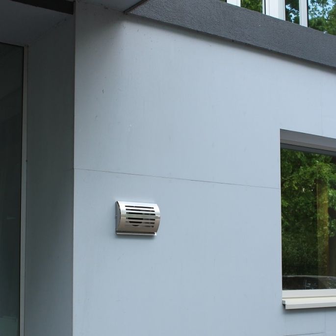 Design gevelkap PREMIUM LINE -DELTA- Ø 150mm met grofmazig gaas - RVS