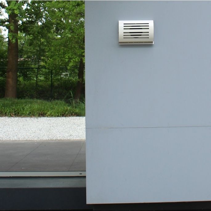 Design gevelkap PREMIUM LINE -DELTA- Ø 150mm met grofmazig gaas - WIT RAL9010