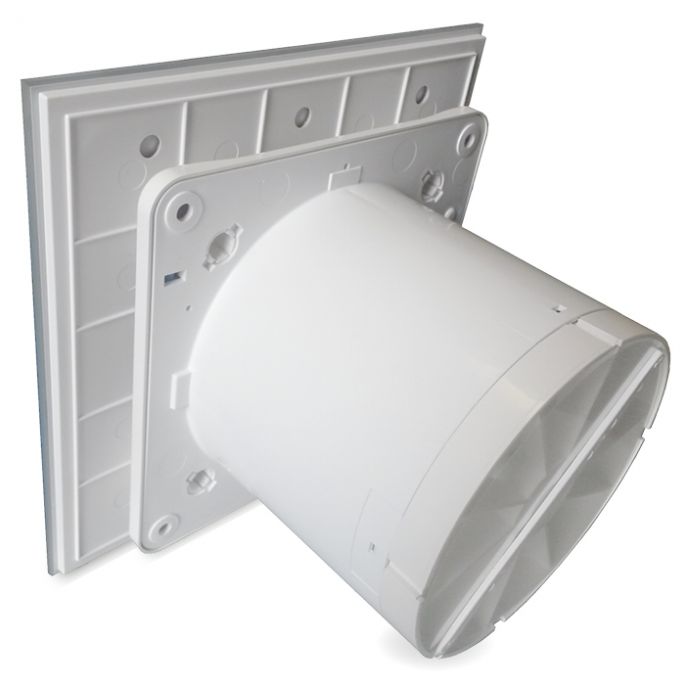 Pro-Design badkamer/toilet ventilator - STANDAARD (KW125) - Ø125mm - vlak GLAS - mat wit