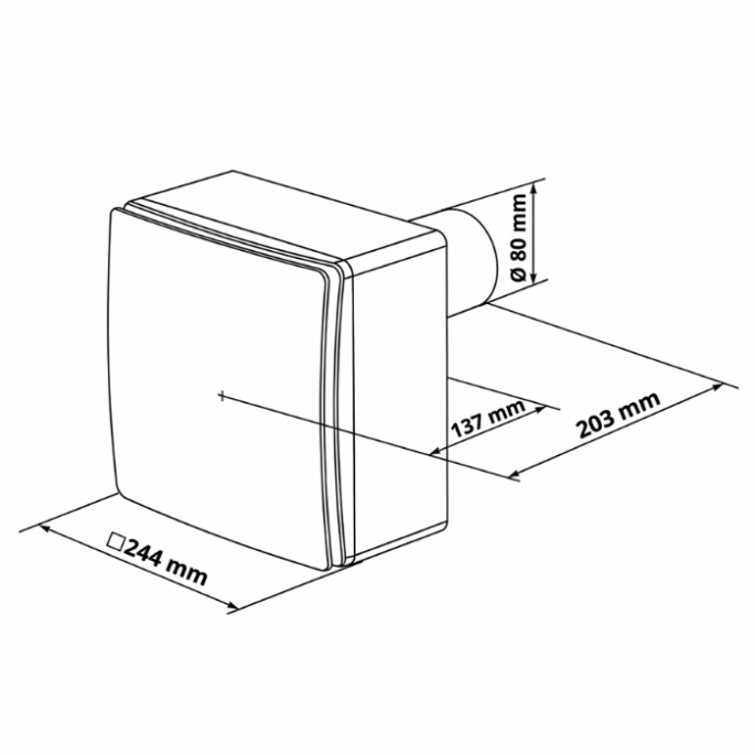 Blauberg badkamerventilator opbouw - Valeo-EH 35/60 - Ø 80mm - met automatische vochtsensor